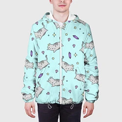 Куртка с капюшоном мужская Кавайные котики, цвет: 3D-белый — фото 2