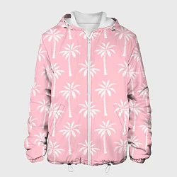 Куртка с капюшоном мужская Розовые тропики, цвет: 3D-белый