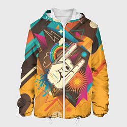 Куртка с капюшоном мужская Ретро-музыка, цвет: 3D-белый