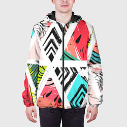 Куртка с капюшоном мужская Тропическое ассорти, цвет: 3D-черный — фото 2