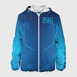 Куртка с капюшоном мужская PUBG: Blue Hexagons, цвет: 3D-белый