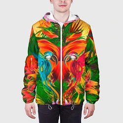 Куртка с капюшоном мужская Яркие тропики, цвет: 3D-белый — фото 2