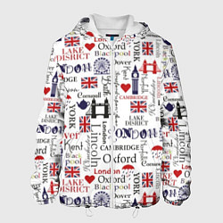 Куртка с капюшоном мужская Лондон коллаж, цвет: 3D-белый