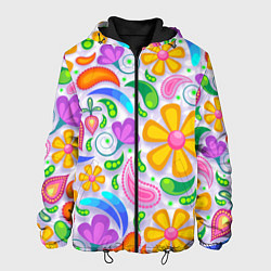 Куртка с капюшоном мужская Абстракция и цветы, цвет: 3D-черный