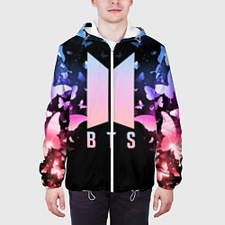 Куртка с капюшоном мужская BTS: Black Butterflies, цвет: 3D-белый — фото 2