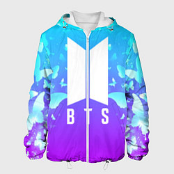 Куртка с капюшоном мужская BTS: Violet Butterflies, цвет: 3D-белый