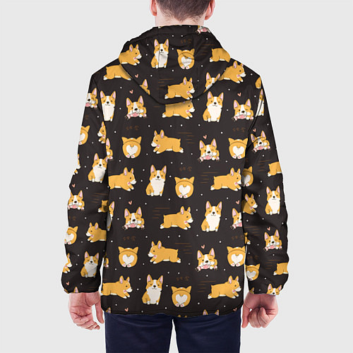 Мужская куртка Вельш корги бемброк - забавные щенки паттерн / 3D-Черный – фото 4