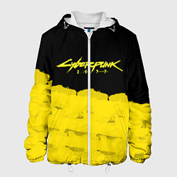 Куртка с капюшоном мужская Cyberpunk 2077: Yellow & Black, цвет: 3D-белый