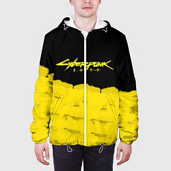 Куртка с капюшоном мужская Cyberpunk 2077: Yellow & Black, цвет: 3D-белый — фото 2