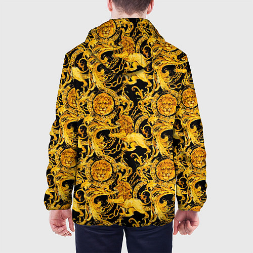 Мужская куртка Львы золотые узоры / 3D-Черный – фото 4