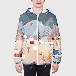 Куртка с капюшоном мужская Новогодние каникулы, цвет: 3D-белый — фото 2
