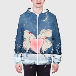 Куртка с капюшоном мужская Влюбленные мышки, цвет: 3D-белый — фото 2