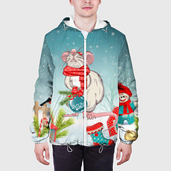 Куртка с капюшоном мужская Год крысы 2020, цвет: 3D-белый — фото 2