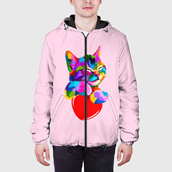 Куртка с капюшоном мужская Кот, цвет: 3D-черный — фото 2