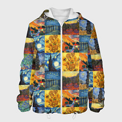 Куртка с капюшоном мужская Картины Ван Гога, цвет: 3D-белый