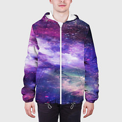 Куртка с капюшоном мужская Фрактал космос, цвет: 3D-белый — фото 2