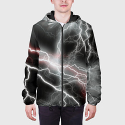 Куртка с капюшоном мужская Молния, цвет: 3D-черный — фото 2