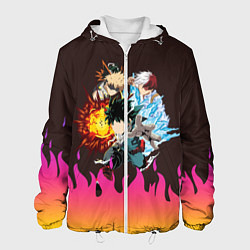 Куртка с капюшоном мужская MY HERO ACADEMIA разноцветное пламя, цвет: 3D-белый