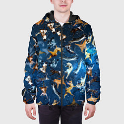 Куртка с капюшоном мужская Космические коты, цвет: 3D-черный — фото 2