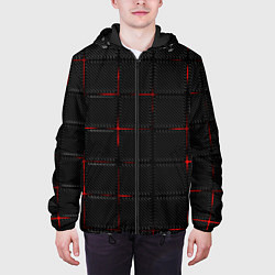 Куртка с капюшоном мужская 3D Плиты Red & Black, цвет: 3D-черный — фото 2