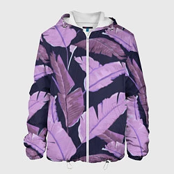 Куртка с капюшоном мужская Tropical leaves 4 purple, цвет: 3D-белый