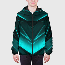 Куртка с капюшоном мужская NEON GEOMETRY STRIPES, цвет: 3D-черный — фото 2