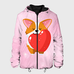 Куртка с капюшоном мужская Милый корги, цвет: 3D-черный