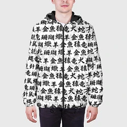 Куртка с капюшоном мужская ИЕРОГЛИФЫ, цвет: 3D-черный — фото 2