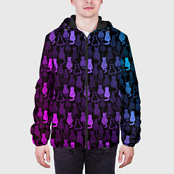 Куртка с капюшоном мужская Коты, цвет: 3D-черный — фото 2