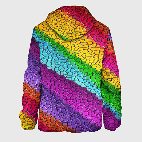 Мужская куртка Яркая мозаика радуга диагональ / 3D-Черный – фото 2