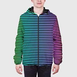 Куртка с капюшоном мужская В ЦВЕТНУЮ ПОЛОСКУ, цвет: 3D-черный — фото 2