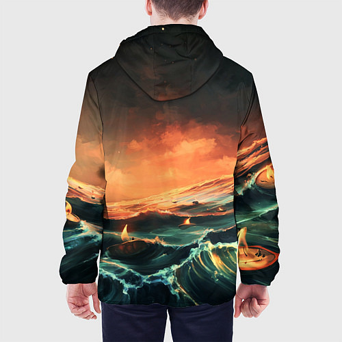 Мужская куртка Фэнтези море корабли закат / 3D-Черный – фото 4