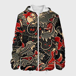 Куртка с капюшоном мужская Dsquared tatoo DRAGON, цвет: 3D-белый