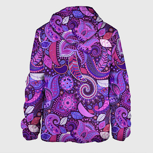 Мужская куртка Фиолетовый этнический дудлинг / 3D-Белый – фото 2