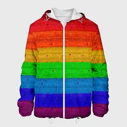 Куртка с капюшоном мужская Разноцветные доски радужный, цвет: 3D-белый
