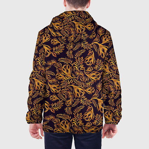 Мужская куртка Лето золото цветы узор / 3D-Черный – фото 4