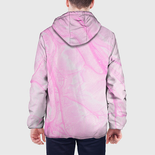 Мужская куртка Розовые разводы краска зефир / 3D-Черный – фото 4