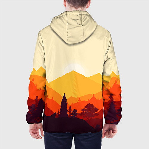 Мужская куртка Горы закат пейзаж лиса арт / 3D-Черный – фото 4