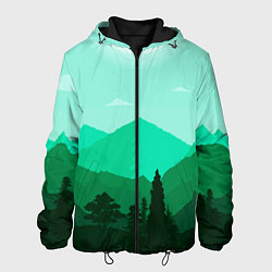 Куртка с капюшоном мужская Горы пейзаж дикая природа, цвет: 3D-черный