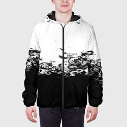 Куртка с капюшоном мужская Узоры линии черный белый чб, цвет: 3D-черный — фото 2