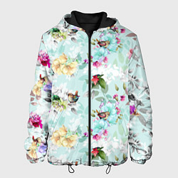 Куртка с капюшоном мужская Весенние цветы, цвет: 3D-черный