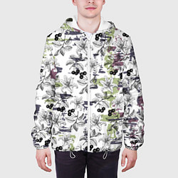 Куртка с капюшоном мужская Лилии, цвет: 3D-белый — фото 2