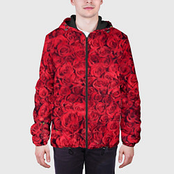 Куртка с капюшоном мужская Розы, цвет: 3D-черный — фото 2
