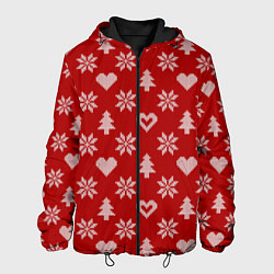 Куртка с капюшоном мужская Красный рождественский свитер, цвет: 3D-черный