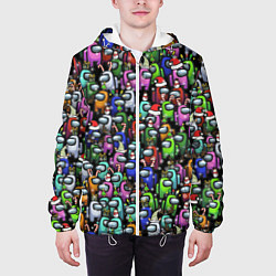 Куртка с капюшоном мужская Among Us С Новым Годом!, цвет: 3D-белый — фото 2