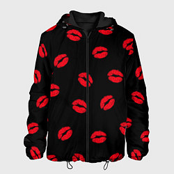 Куртка с капюшоном мужская Поцелуи, цвет: 3D-черный