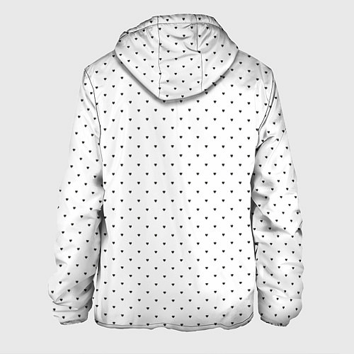 Мужская куртка Сердечки черные на белом / 3D-Белый – фото 2
