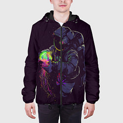 Куртка с капюшоном мужская Медуза и космонавт, цвет: 3D-черный — фото 2