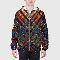 Куртка с капюшоном мужская Абстрактная мозаика, цвет: 3D-белый — фото 2