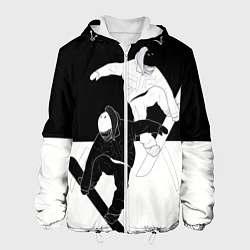 Куртка с капюшоном мужская Сноубордисты, цвет: 3D-белый